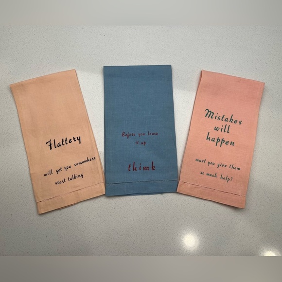 Vintage Hand Towels 1940s 1950s Witty Sarcastic - Picture 2 of 16